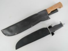 Two large knives with scabbards; Tramontina Brasil and Best Defence 440 steel.