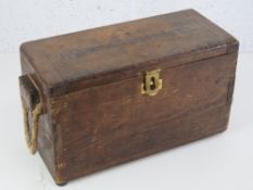 A Chinese military box having metal lining, 40cm wide inc handles.