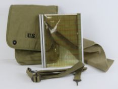 A WWII US map case with carry bag, unissued.