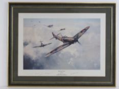 Print; Battle of Britain 603 Squadron Spitfires, 12th October 1940, signed and numbered 675/990.