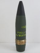 An inert 76mm Malara Italian Naval training round, repainted having original blue paint underneath.