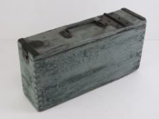 A WWI German MG08/15 7.92 ammunition box painted in field grey paint.