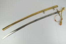 A reproduction Staff Officers scimitar with 'Queen Victoria cypher' and etched 84cm blade,