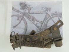 A rare MG34 bicycle attachment mount with drawing.