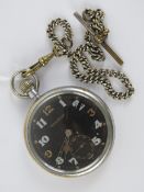 A WWII Jaeger Le Coultre military GSTP pocket watch c1942 having broad arrow upon,