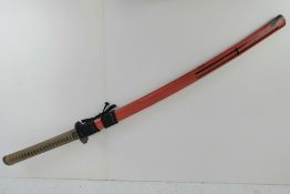 Katana with unsigned Blade with 29.5 inch cutting edge.