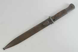 A WWII German K98 Mauser bayonet, blade measuring 25cm and marked 721e S/184G,