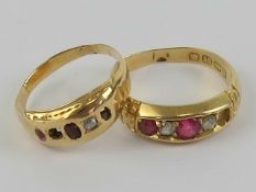 An 18ct gold ruby and diamond ring, a/f stone missing, size P, 3.5g.