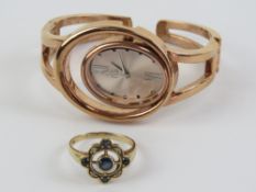 A 9ct gold sapphire and diamond ring,