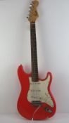 Electric guitar; Fender Squire Strat, red paint, a/f.