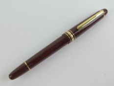 A Montblanc Meisterstuck 144 Classique Burgundy Fountain pen, 1997-99 model, having 14k gold nib,