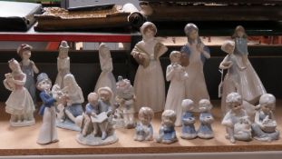 Three assorted Lladro figurines, 15-25cm high, fingers a/f.