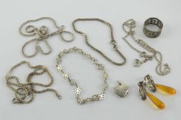 A quantity of assorted silver and white metal jewellery including;