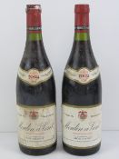 Wine; two bottles of Moulin Vent molliard 1994.