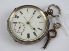 A HM silver key wind pocket watch having white enamel dial marked Gabriel London with subsidiary