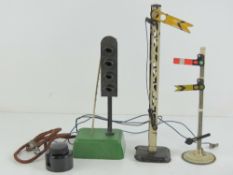 Two 0 gauge free-standing railway signals,