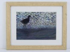 Brooke Griolle, 20th century Cornwall, pastel, a Curlew on the River Fowey,