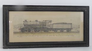 An original pencil heightened with ink sketch of a 4-4-0 type B4X Greyhound class superheated