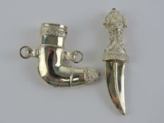 A miniature Osmani ceremonial dagger having sterling silver blade, marked 925 with Arabic hallmarks,