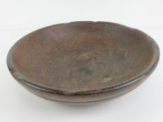A 19th century Oak pole-lathe turned bowl, 13 1/2