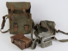 A ZB26/30 mag loader and bag, leather mag pouch and canvas mag carrier.