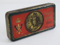 A Queen Victoria South African 1900 campaign tobacco tin.