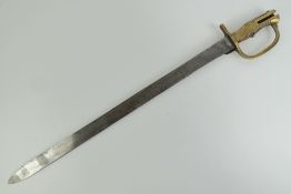 A Baker sword bayonet, 2nd pattern, marked for Osborn & Gunby having 58cm blade and brass grip.