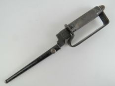 A no4 mkII spike bayonet adapted for handle with knuckle guard, with scabbard.