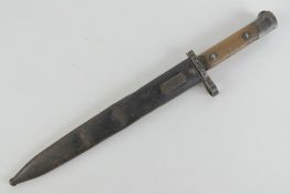A WWII German MP34 bayonet having 24.5cm blade, with scabbard (scabbard a/f).