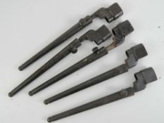 Five No.4 MkII spike bayonets in scabbards.