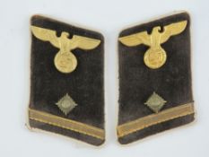 A pair of WWII German Political Leaders collar patches with white piping for a Kreisleiter NSDAP