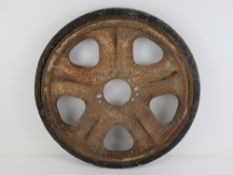 A WWII German SD KFZ 251 armoured truck wheel.