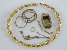 A 9ct gold bangle, hallmarked 375, a/f, 5.7g.