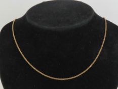 A 9ct gold rope twist chain necklace, hallmarked 375 and measuring 46cm in length. 4.7g.