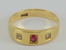 An 18ct gold ruby and diamond gypsy ring,