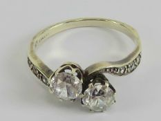 A vintage 9ct gold and spinel crossover ring,