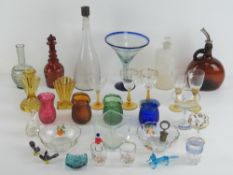 A quantity of assorted glassware including apothecary style bottle with stopper, Edwardian glasses,