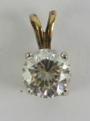 A 9ct gold cz solitaire pendant, 0.75ct, hallmarked 375.