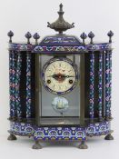 A 20th century cloisonné cased eight day striking mantle clock in the Oriental export style,