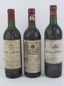Wine; three assorted bottles; Chateau La Grande Mothe Medoc 1986,