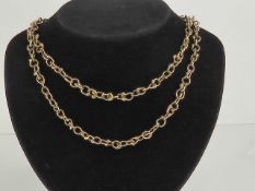A 9ct gold long unusual link chain necklace,