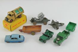 A Dinky Toys Bedford Dustcart No252 with original box, together with a Dinky Toys farm trailer,