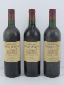 Wine; three bottles of Chateau De Belcier Cotes De Castillon 1996.