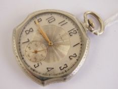 An Art Deco Elgin top wind pocket watch having silvered dial with subsidiary seconds dial and