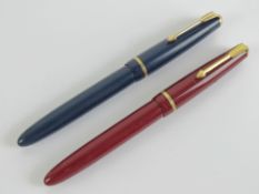 Two vintage Parker fountain pens each having Parker 14ct gold nib.