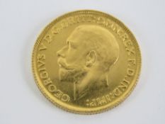 A 22ct gold full sovereign, 1912 George V, 8g.