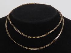 A 9ct gold flattened curb link chain necklace, 72cm in length, stamped 9k, 11.3g.