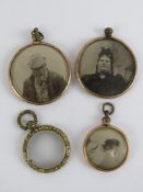 Two Victorian glazed lockets having photos to each side (matching - possibly made for two