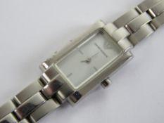 A ladies Emporio Armani wristwatch having original stainless steel Emporio Armani bracelet strap.
