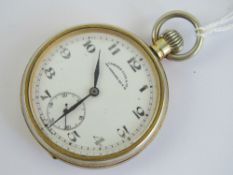 A top wind pocket watch having white enamel dial marked Camerer Cuss & Co 186 Uxbridge Rd W12 Made